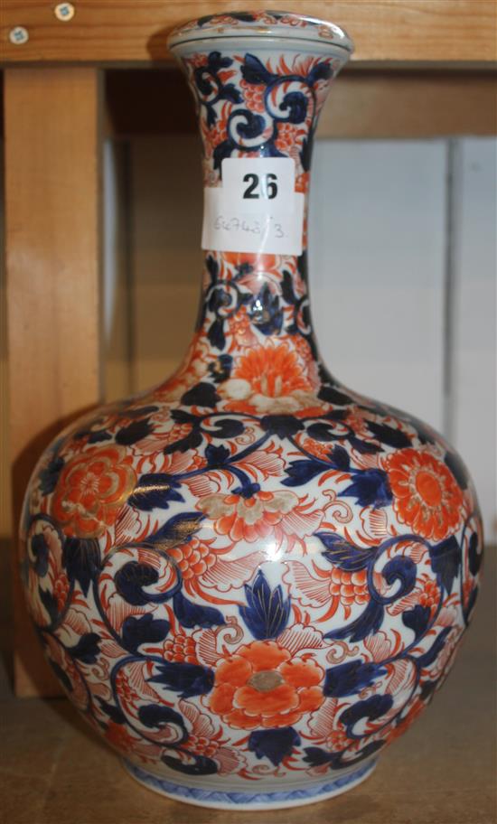 An Imari bottle vase and cover